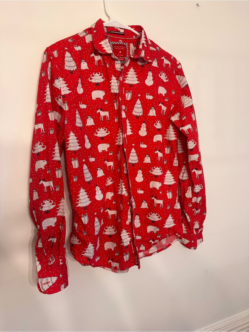 Denim & Flower Ricky Singh Men’s Christmas Shirt Small Holiday Print